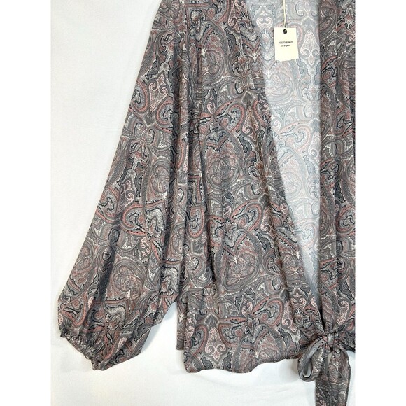 And The Why Kimono Size 2X Paisley Open Front Long Sleeve Sheer - Picture 3 of 8